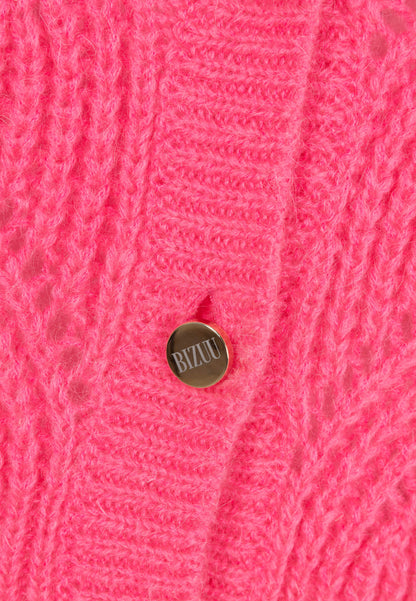 Sweter ażurowy rozpinany CLARA różowy