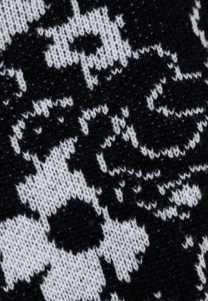 Sweter w kwiaty z okrągłym dekoltem PALAVIA czarny