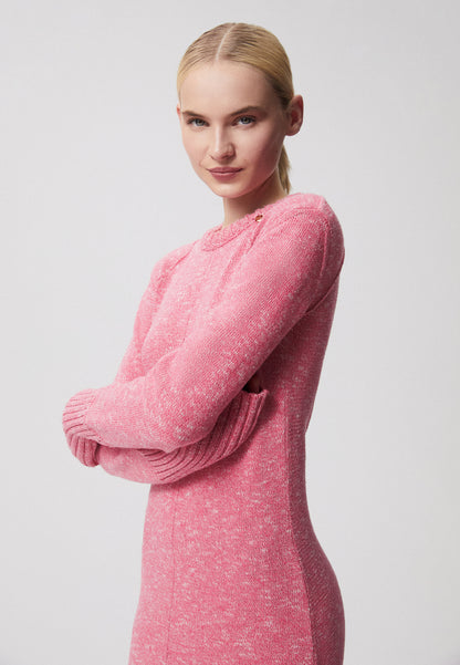 Sukienka maxi swetrowa ze ściągaczami LABEN różowa