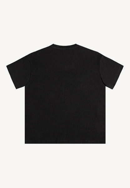 T-shirt oversize z autorskim nadrukiem TISHA czarny