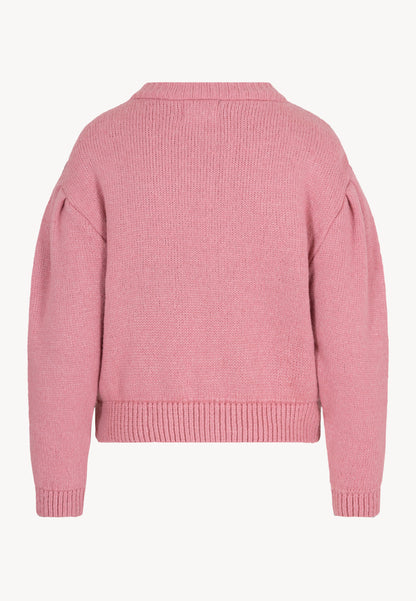 Sweter z bufiastymi rękawami ROMMY różowy