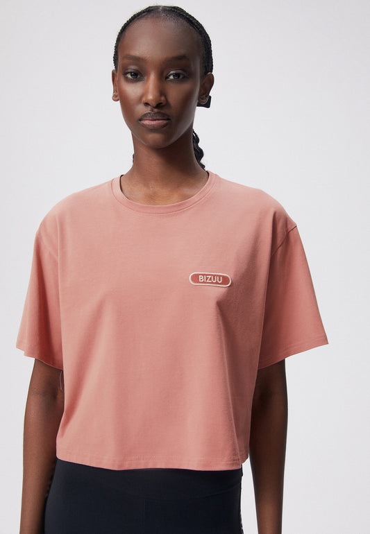 Krótki t-shirt oversize SASNA różowy