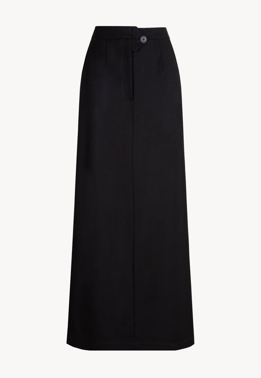 Spódnica maxi z tkaniny garniturowej zapinana na zamek VENTO czarna
