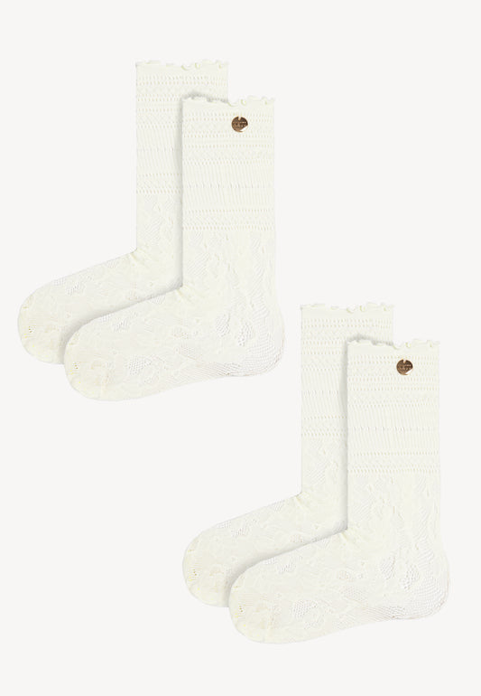 Kremowe koronkowe skarpetki AILEEN.