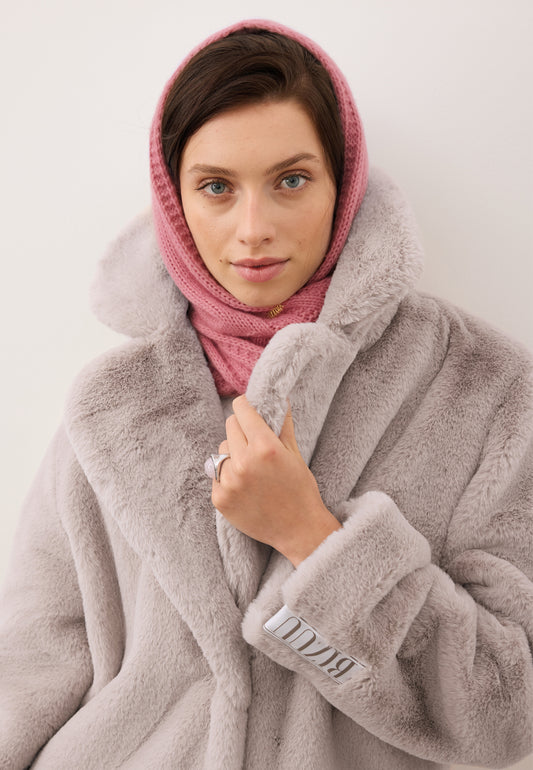 Różowa balaklawa z wełną merino BIFFI