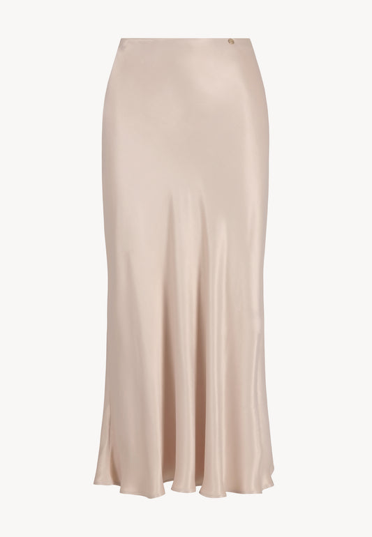 Przód beżowej spódnicy BREE o długości midi.