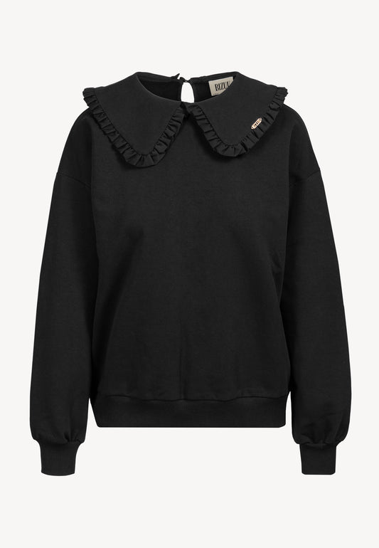 Czarna bluza dresowa z ozdobnym kołnierzem FALLS.