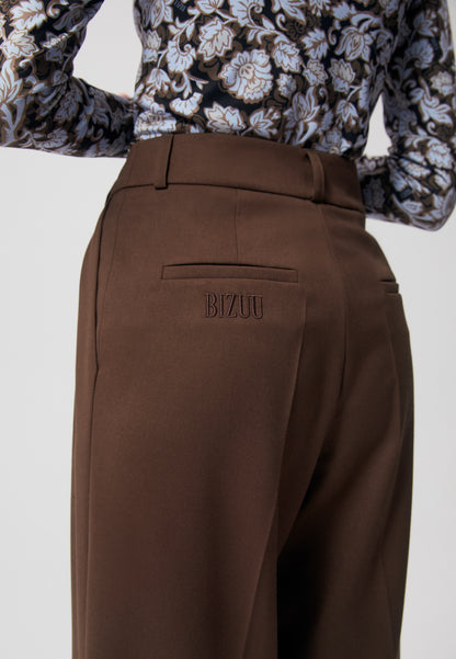 Eleganckie spodnie z szerokimi nogawkami BONNO brązowe