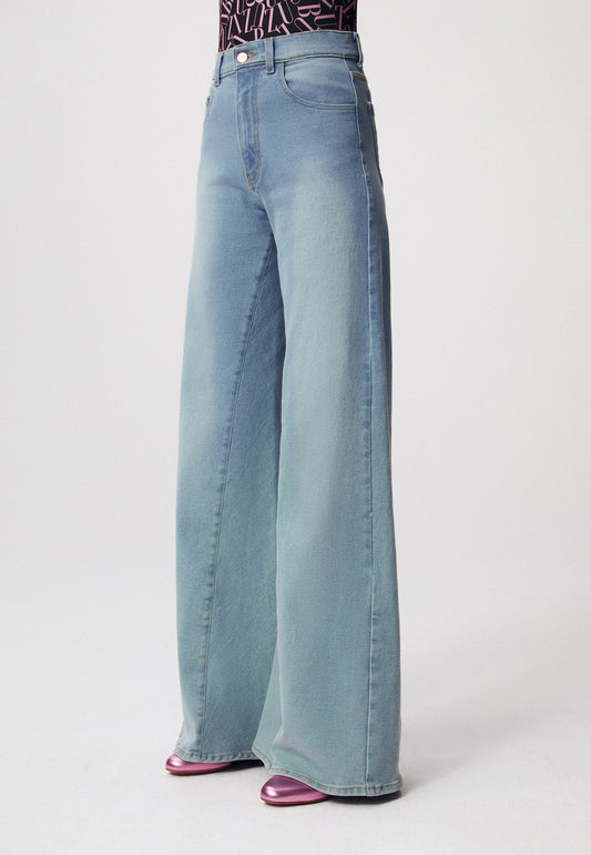 Spodnie jeansowe z szerokimi nogawkami CAY błękitne