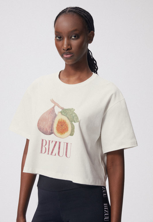 Krótki t-shirt damski oversize z nadrukiem SASNA fioletowy