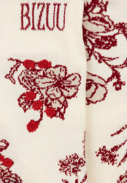 Skarpetki damskie w kwiatowy print SERAFIL białe