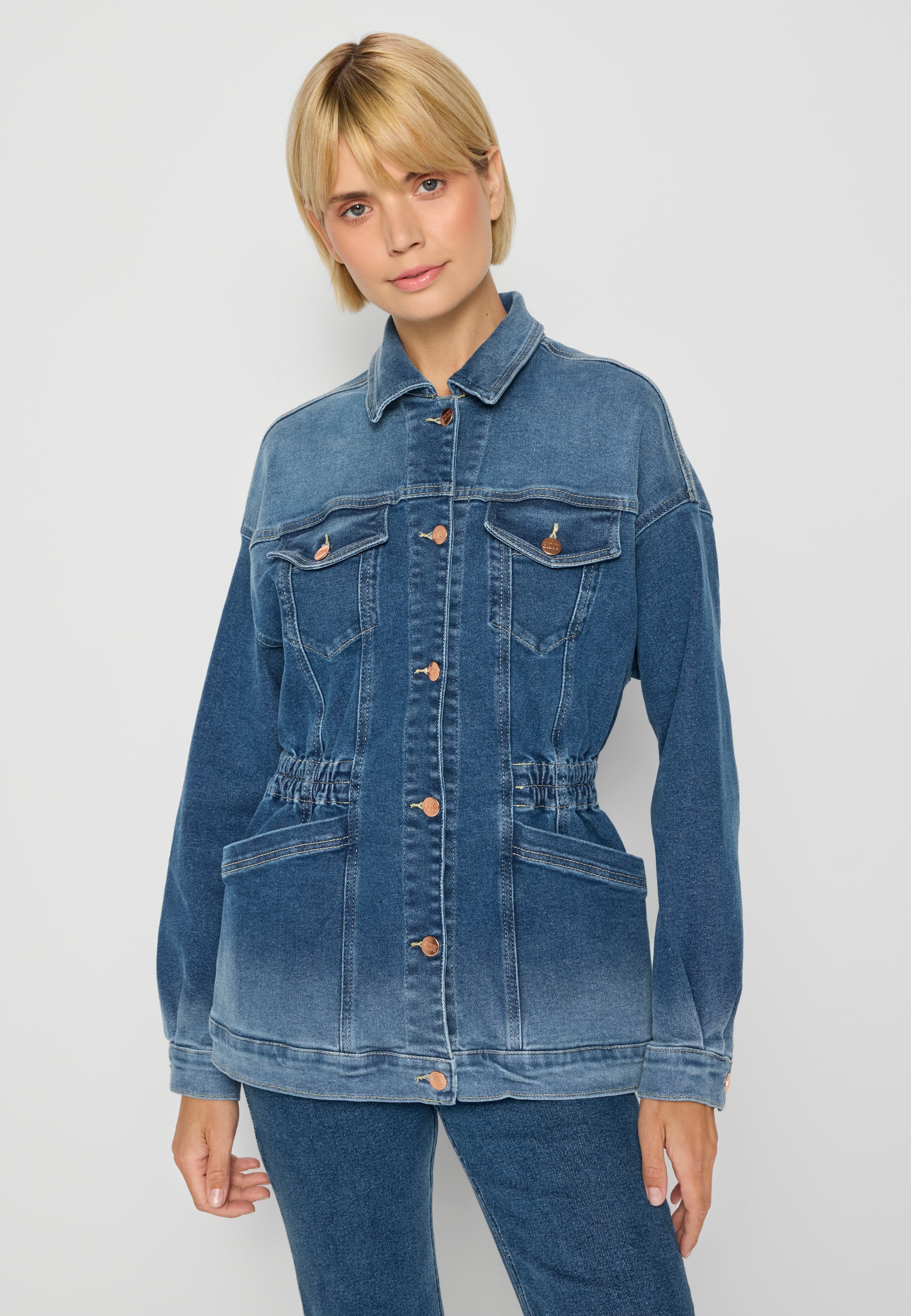 épine bijou jeans Kup online Review Kurtka jeansowa z kieszeniami z patką na