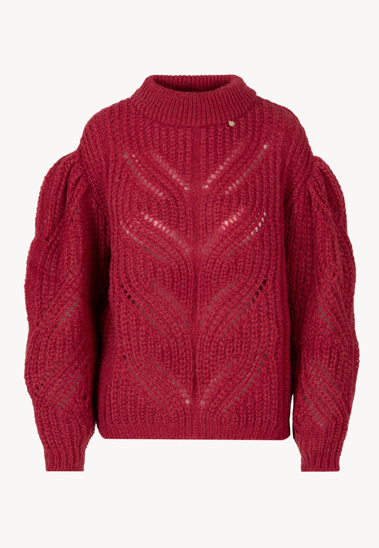 Sweter ażurowy oversize ROSSO bordowy