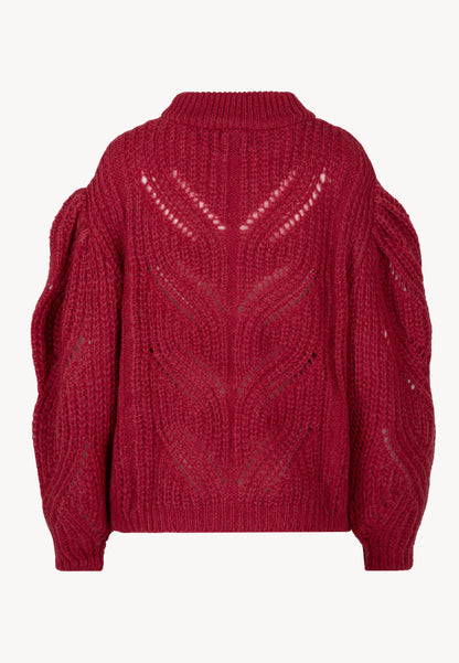 Sweter ażurowy oversize ROSSO bordowy