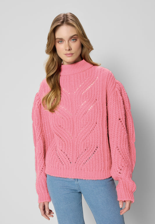 Sweter ażurowy oversize ROSSO różowy