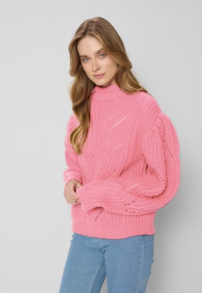 Sweter ażurowy oversize ROSSO różowy