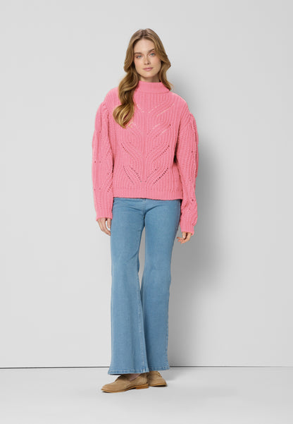 Sweter ażurowy oversize ROSSO różowy