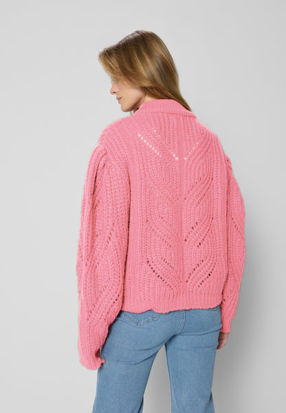 Sweter ażurowy oversize ROSSO różowy