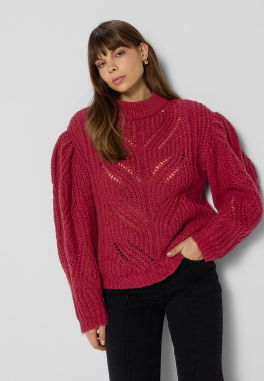 Sweter ażurowy oversize ROSSO bordowy