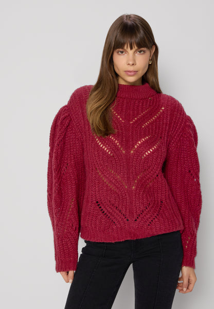 Sweter ażurowy oversize ROSSO bordowy
