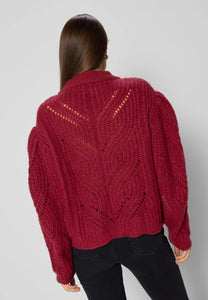 Sweter ażurowy oversize ROSSO bordowy