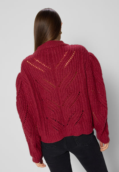 Sweter ażurowy oversize ROSSO bordowy