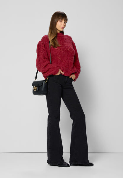 Sweter ażurowy oversize ROSSO bordowy