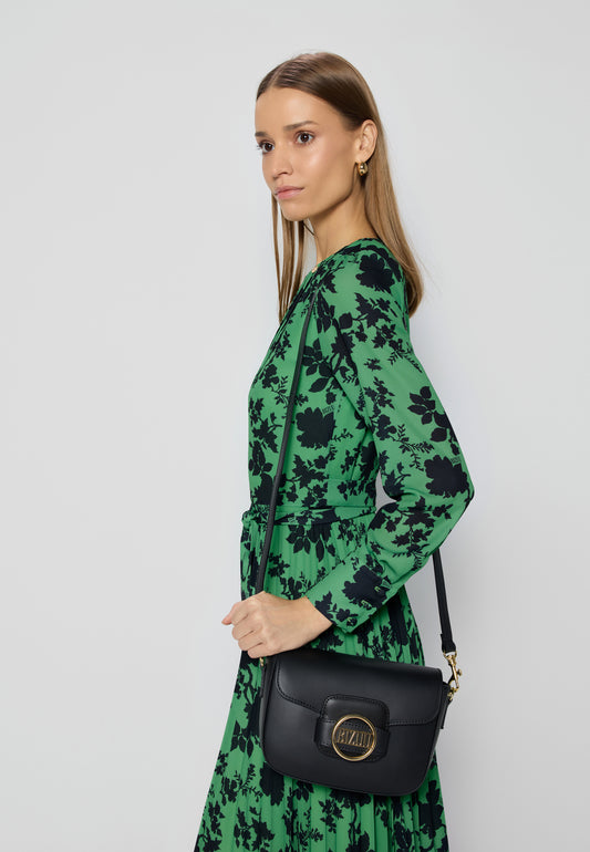 Torebka skórzana z metalową klamrą z logo BIZZI czarna