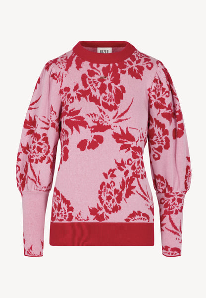 Różowy sweter z okrągłym dekoltem FLORIA