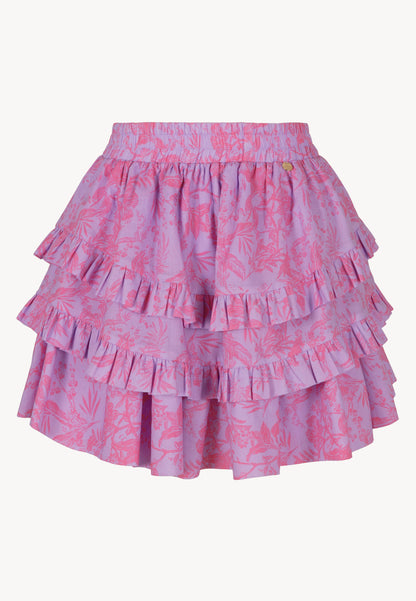 Fioletowa mini spódnica z falbanami OCTAVIA