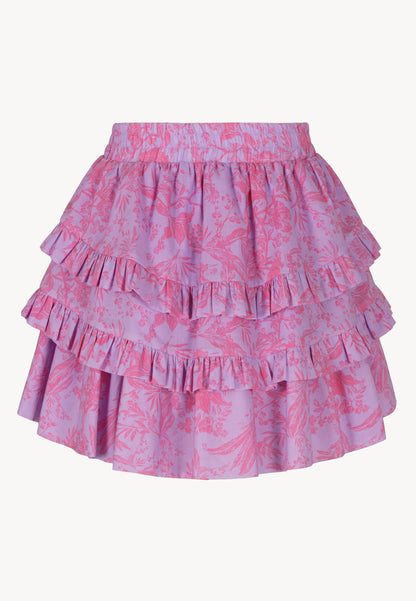Fioletowa mini spódnica z falbanami OCTAVIA