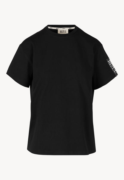 Czarny t-shirt z logo na rękawie TISHAM