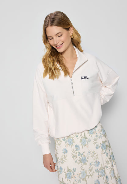 Dresowa bluza z logo i kołnierzem CHAMP kremowa