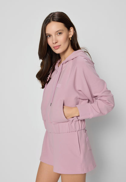Rozpinana bluza dresowa z kapturem CIANA różowa