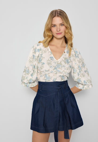 Kremowe body w kwiatowy print FLORES