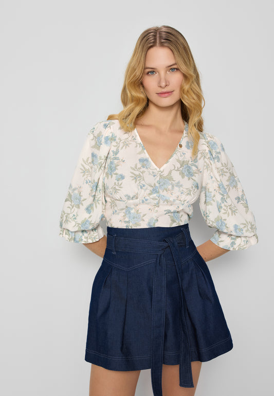 Kremowe body w kwiatowy print FLORES
