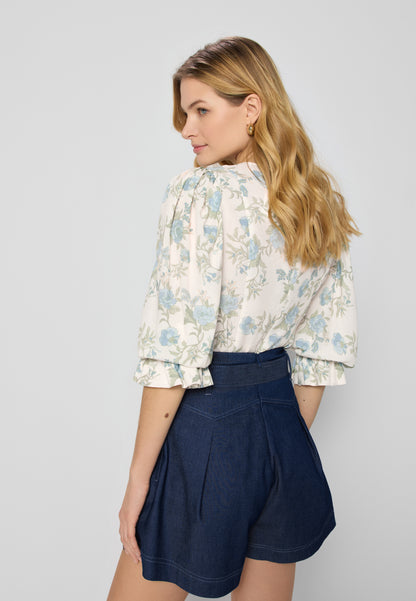 Kremowe body w kwiatowy print FLORES