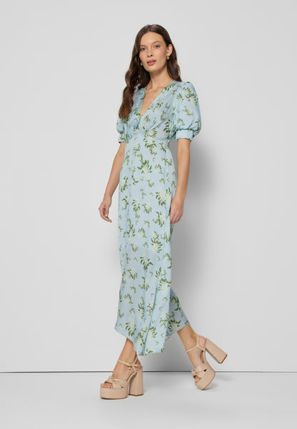 Sukienka midi w autorski print Bizuu TILDA niebieska