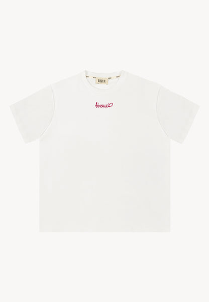 Kremowy t-shirt z haftem bizuu SEYA