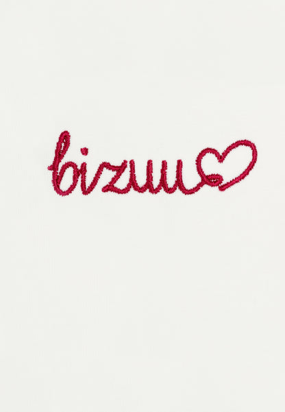 Kremowy t-shirt z haftem bizuu SEYA