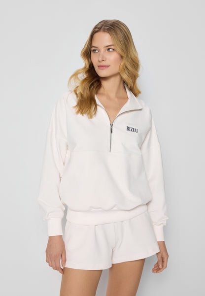 Dresowa bluza z logo i kołnierzem CHAMP kremowa