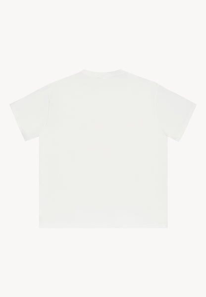 Bawełniany t-shirt z autorskim nadrukiem TISHAL kremowy