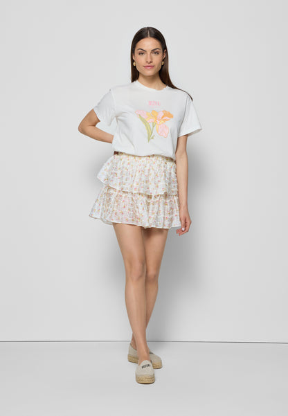 Bawełniany t-shirt z autorskim nadrukiem TISHAL kremowy