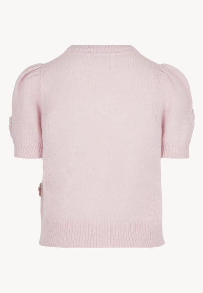 Różowy sweter z kwiatowymi elementami ADRIS
