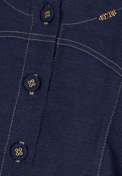 Jeansowy kombinezon z krótkimi nogawkami AIDENNY granatowy