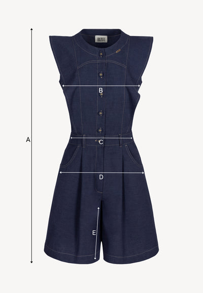 Jeansowy kombinezon z krótkimi nogawkami AIDENNY granatowy