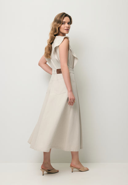 Beżowa sukienka midi AIDEN