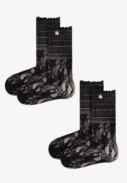 Dwupak ażurowych skarpetek AILEEN czarne
