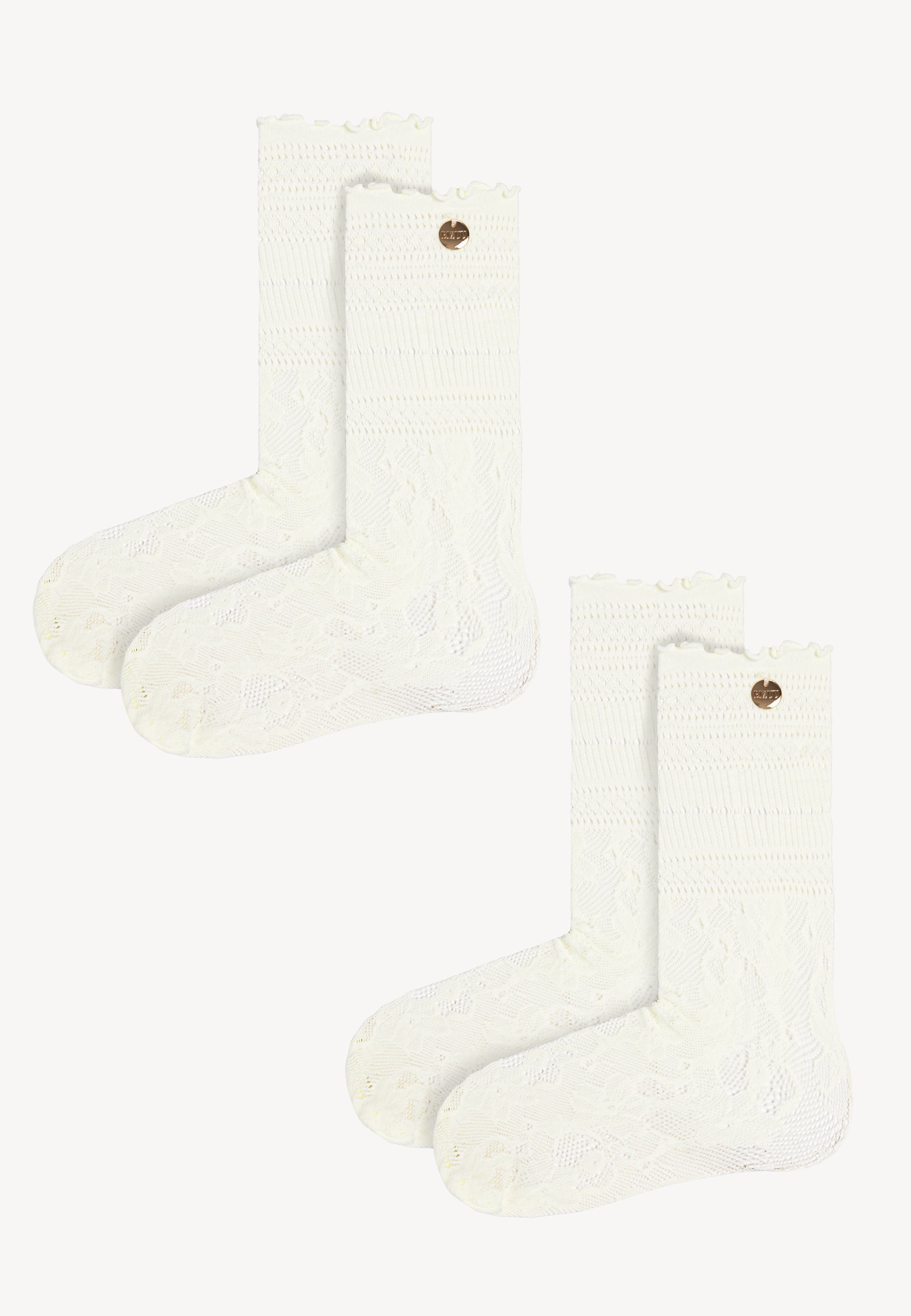 Kremowe koronkowe skarpetki AILEEN.