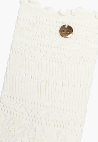 Dwupak ażurowych skarpetek AILEEN kremowe